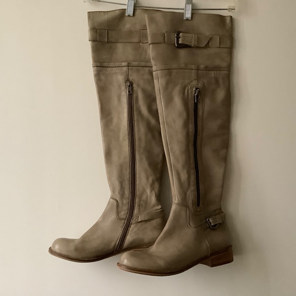 NWOT Steve Madden Over The Knee dark beige leather boots - Picture 7 of 8